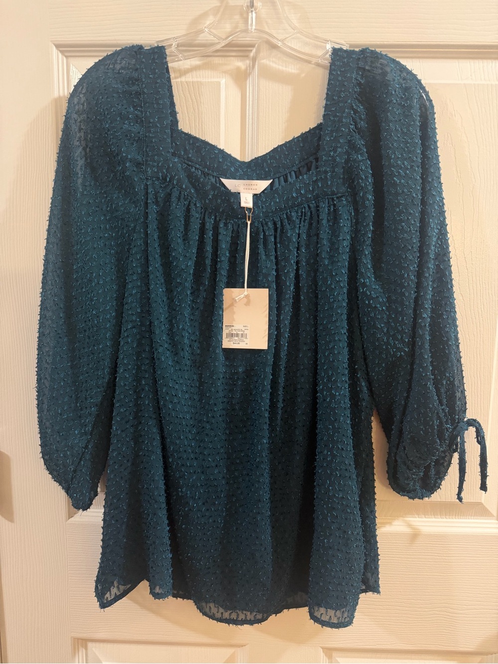 LC Lauren Conrad Square Neck Peasant Top Size L